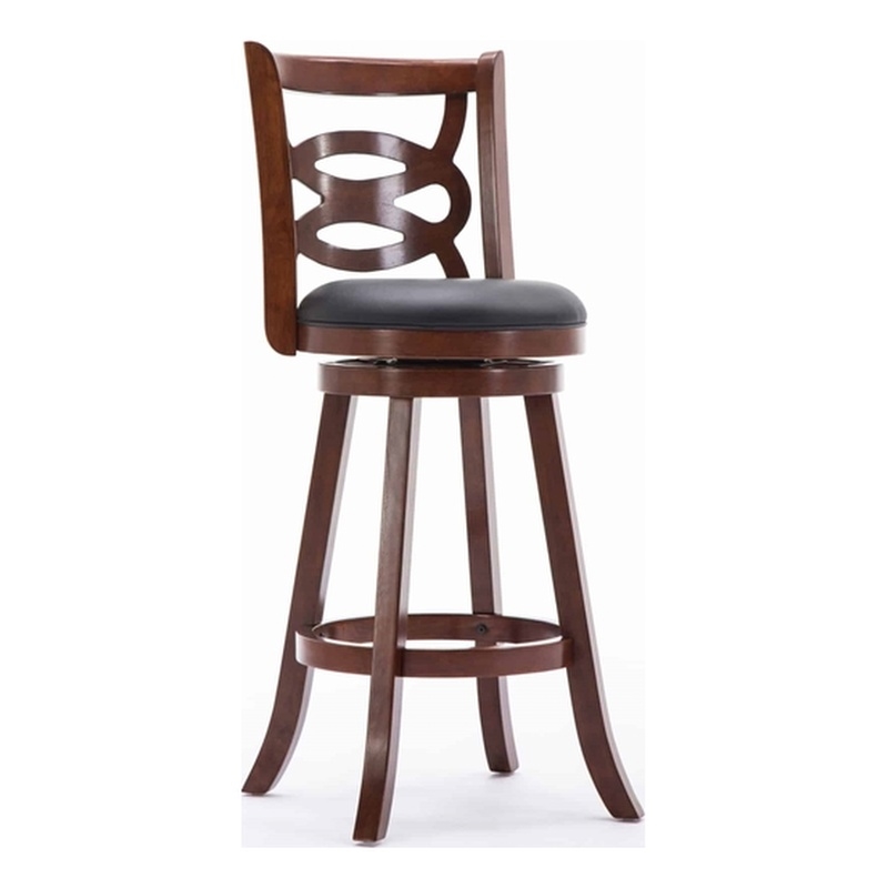 Boraam Wood Siena Bar Height Swivel Bar Stool in Cherry Finish
