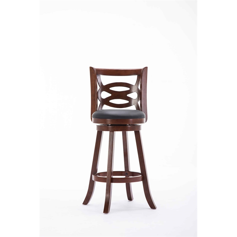 Boraam Wood Siena Bar Height Swivel Bar Stool in Cherry Finish