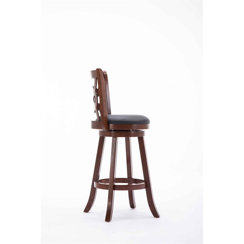 Boraam Wood Siena Bar Height Swivel Bar Stool in Cherry Finish