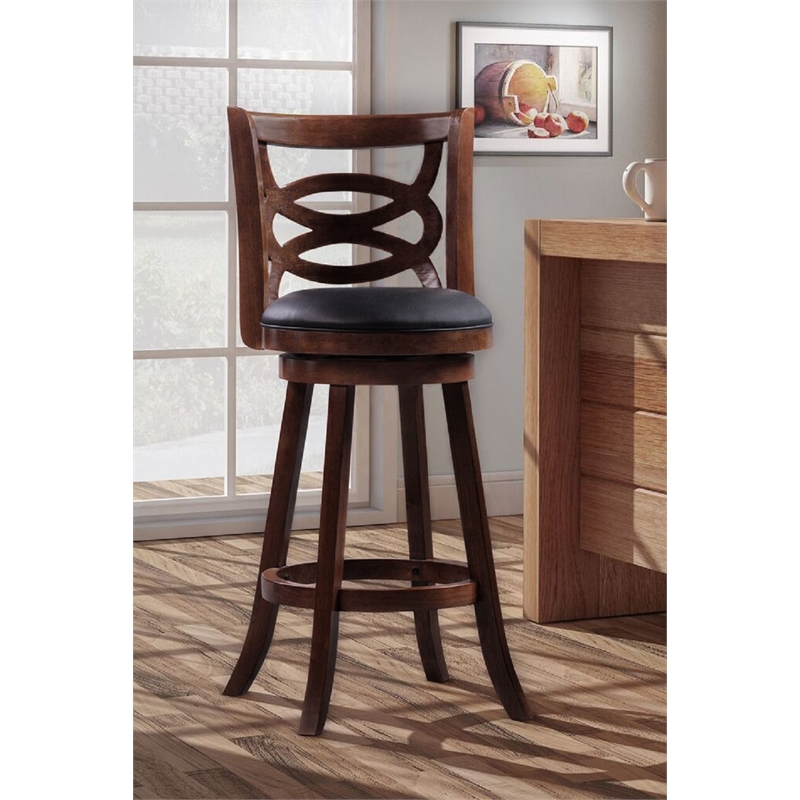 Boraam Siena Bar Height Swivel Bar Stool in Cappuccino Finish