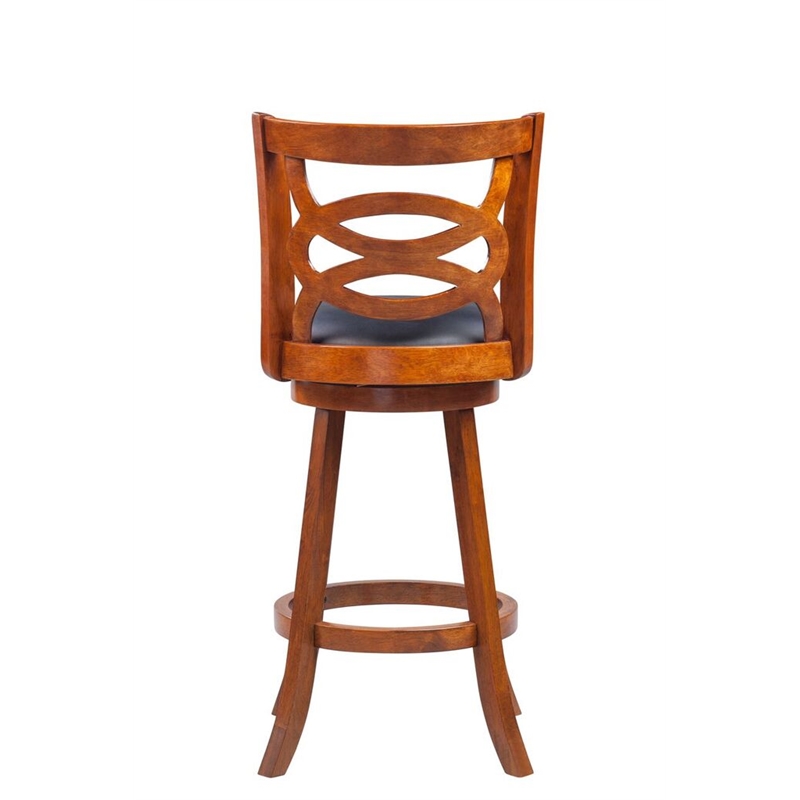 Boraam Wood Siena Bar Height Swivel Bar Stool in Walnut Finish