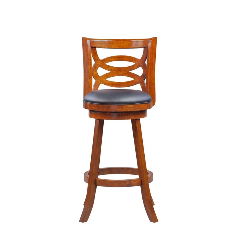 Boraam Wood Siena Bar Height Swivel Bar Stool in Walnut Finish