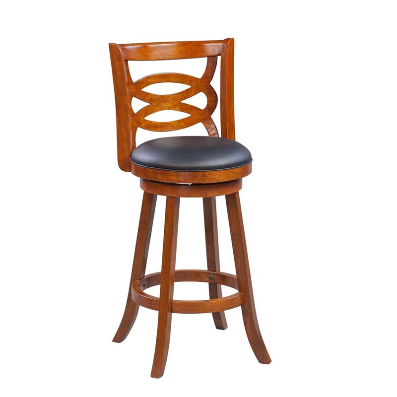 Boraam Wood Siena Bar Height Swivel Bar Stool in Walnut Finish