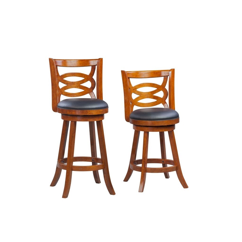 Boraam Wood Siena Bar Height Swivel Bar Stool in Walnut Finish
