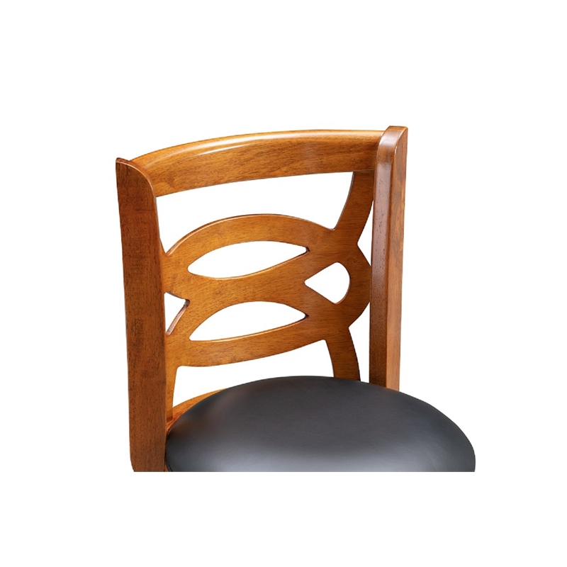 Boraam Wood Siena Bar Height Swivel Bar Stool in Walnut Finish
