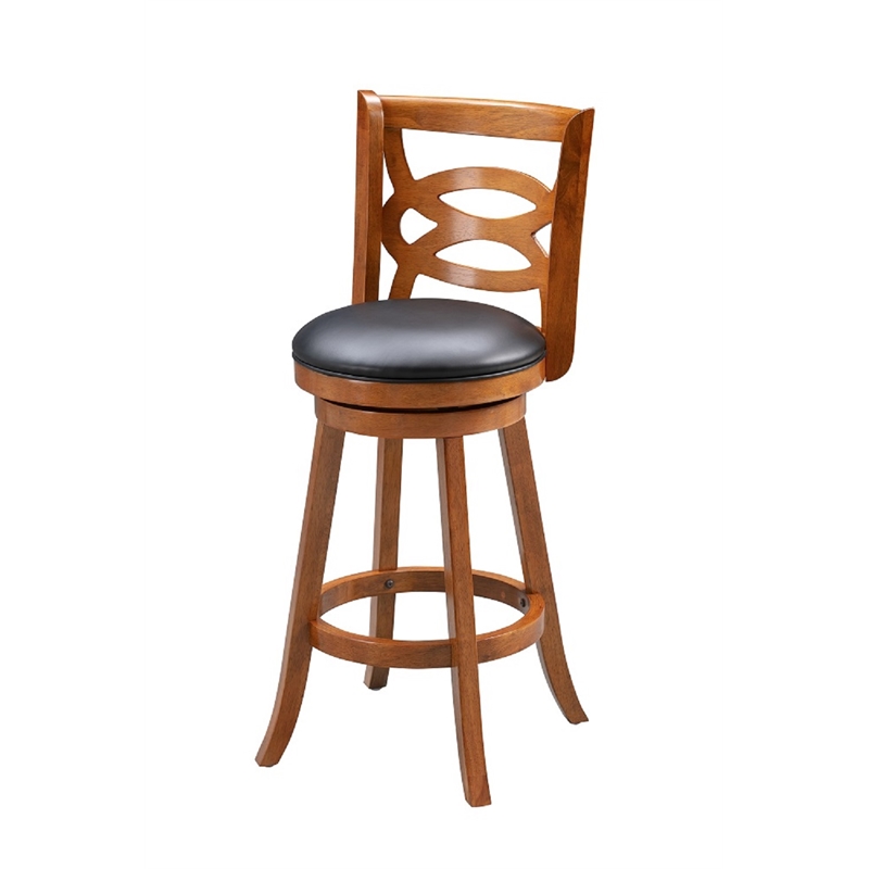 Boraam Wood Siena Bar Height Swivel Bar Stool in Walnut Finish
