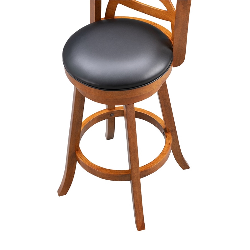 Boraam Wood Siena Bar Height Swivel Bar Stool in Walnut Finish