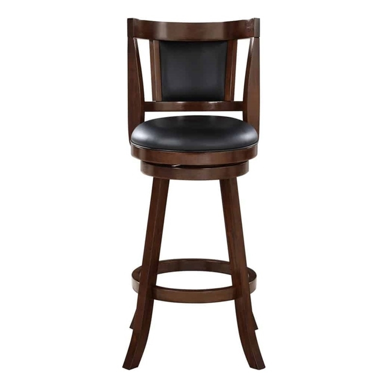 Boraam Wood Avianna Bar Height Faux Leather Swivel Stool in Cappuccino Finish