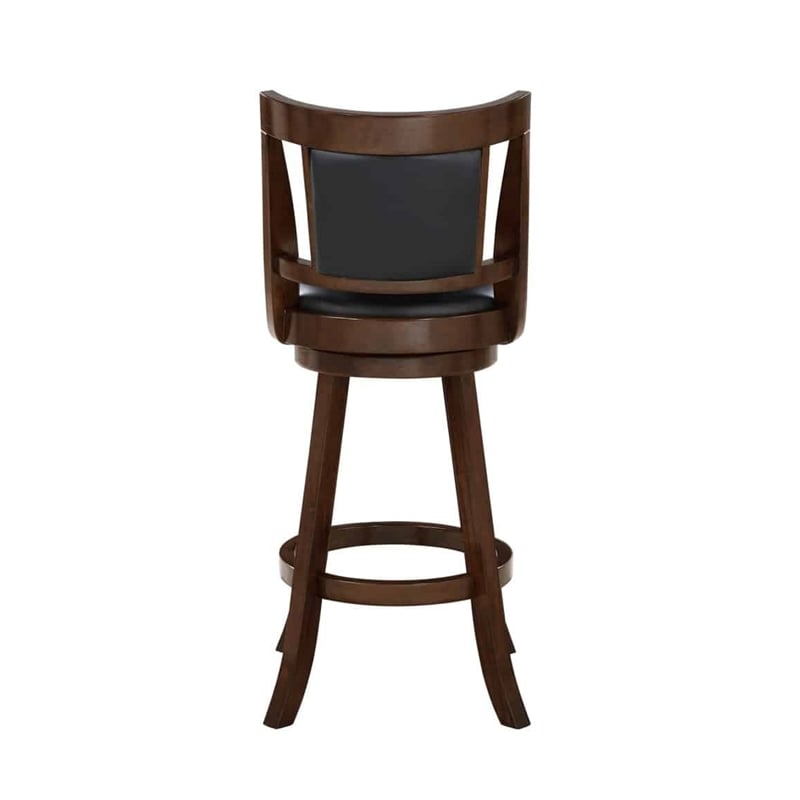 Boraam Wood Avianna Bar Height Faux Leather Swivel Stool in Cappuccino Finish