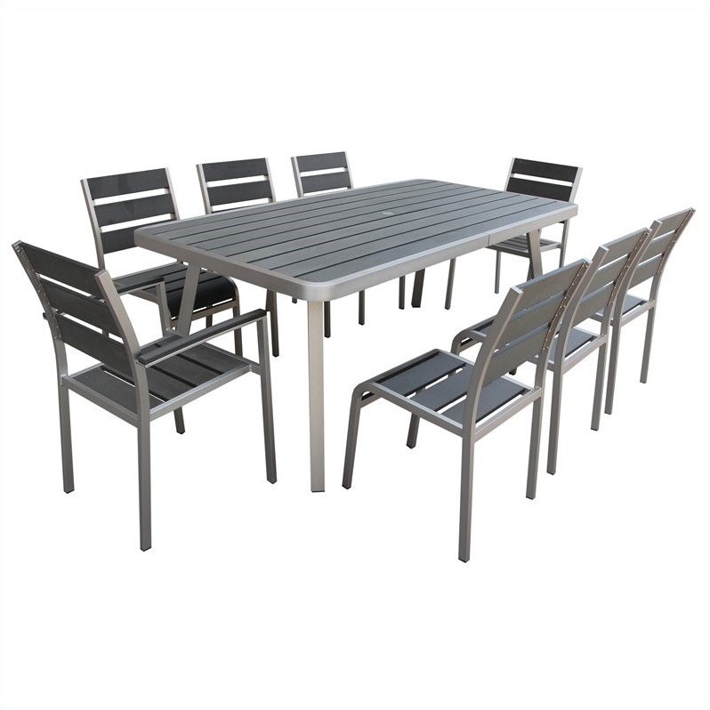 9 Piece Metal Patio Dining Set in Aluminum 76675
