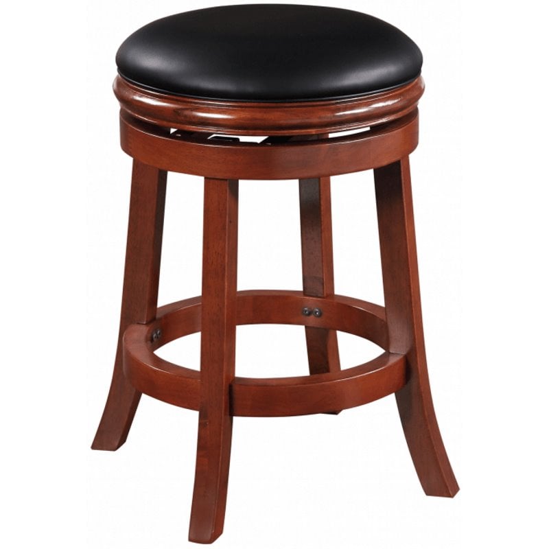 Cherry Wood Barstool Flash Furniture 30'' High Swivel Seat with Black Leather