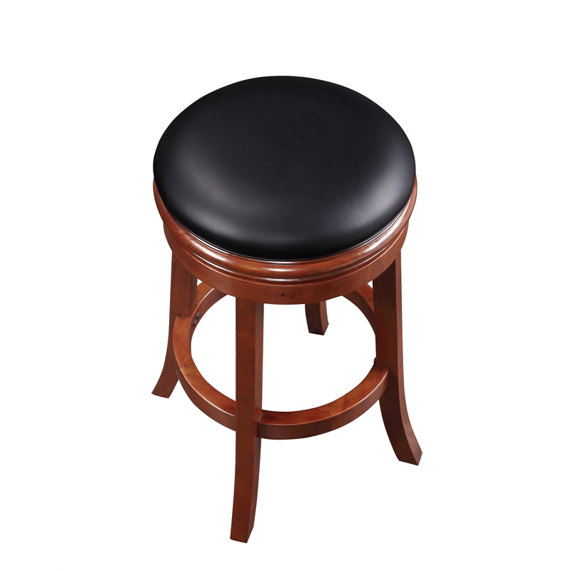 Boraam Wood Backless Swivel Bar Stool in Cherry Finish
