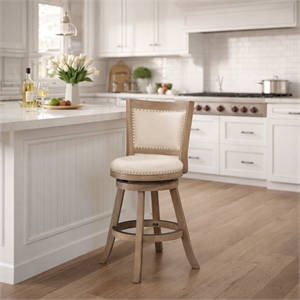 Boraam Melrose Counter Stool in Driftwood Wire-Brush and Ivory