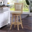 Boraam Wood Melrose Bar Stool in Driftwood Cream Wire-Brush and Ivory Finish