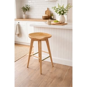 BoraamWood Bali Backless Bar Height Swivel Stool in Natural Finish