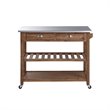 Boraam Sonoma Kitchen Cart with Stainless Steel Top in Barnwood Wire-Brush