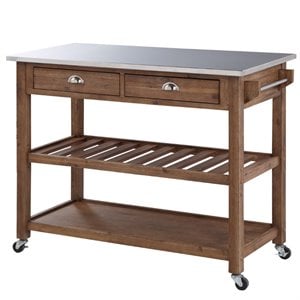 Boraam Sonoma Kitchen Cart with Stainless Steel Top in Barnwood Wire-Brush