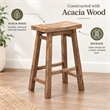 Boraam Wood Sonoma Saddle Counter Stool in Barnwood Wire-Brush Brown Finish