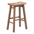 Boraam Wood Sonoma Saddle Bar Stool in Barnwood Wire-Brush/Brown Finish