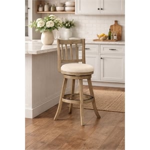 Boraam Sheldon Swivel Counter Stool in Driftwood Wire-Brush and Ivory