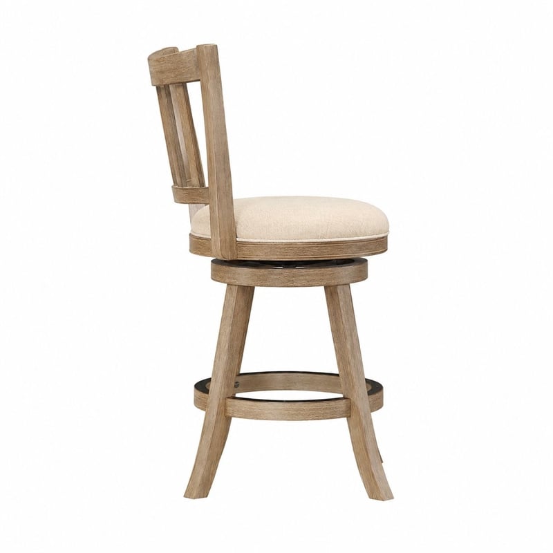 Boraam Sheldon Swivel Counter Stool in Driftwood Wire-Brush and Ivory