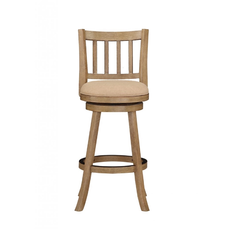 Boraam Sheldon Swivel Bar Stool in Driftwood Wire-Brush and Oatmeal