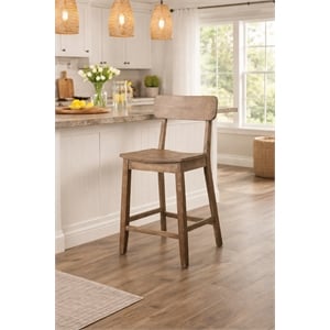Boraam Wood Torino Counter Stool in Barnwood Wire-Brush  Brown Finish