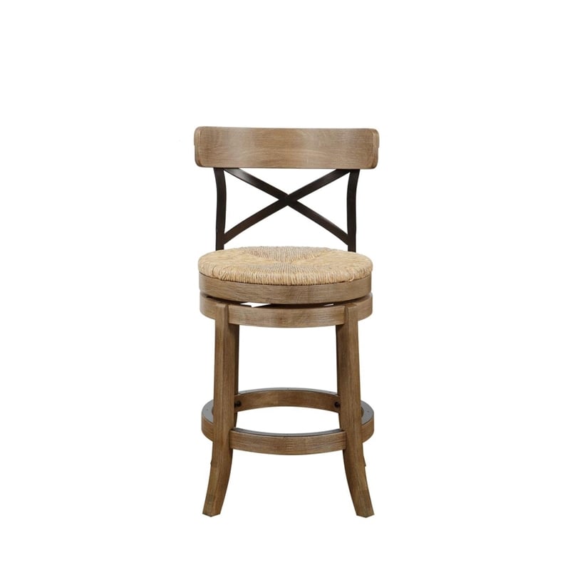 Boraam Wood Myrtle Swivel Counter Stool in Wheat Wire-Brush Brown Finish