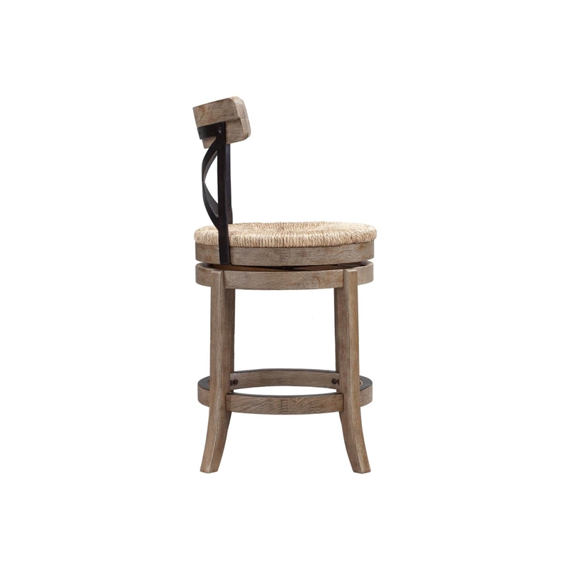 Boraam Wood Myrtle Swivel Counter Stool in Wheat Wire-Brush Brown Finish