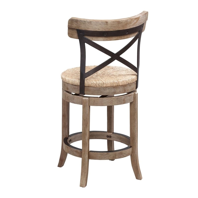 Boraam Wood Myrtle Swivel Counter Stool in Wheat Wire-Brush Brown Finish
