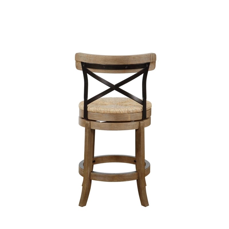 Boraam Wood Myrtle Swivel Counter Stool in Wheat Wire-Brush Brown Finish