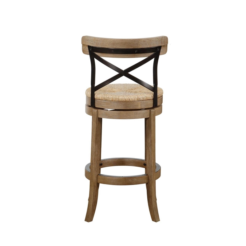 Boraam wood Myrtle Swivel Bar Stool in Wheat Wire-Brush Natural Finish