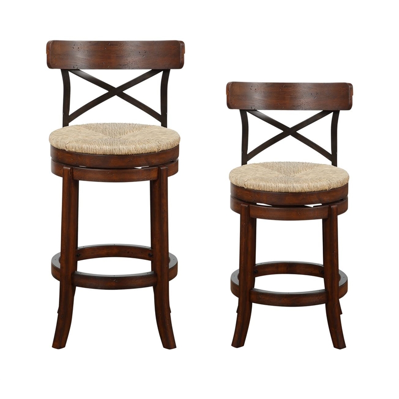 boraam wood myrtle metal back bar height stool in mahogany brown finish