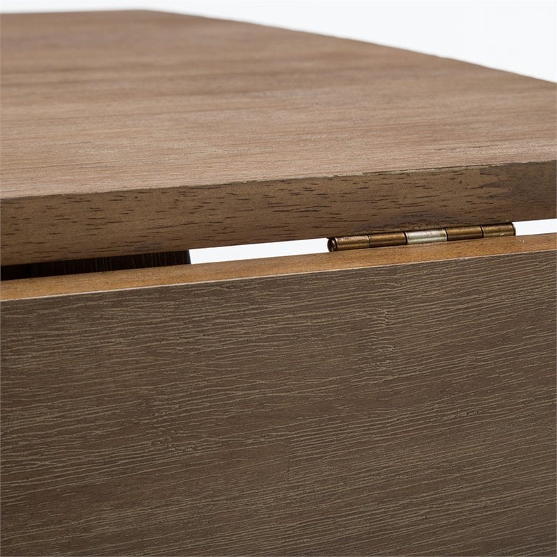 Boraam Wood Boulder Dining Table in Barnwood Wire-Brush Brown Finish