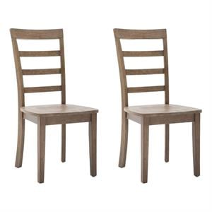 Boraam Wood Boulder Dining Chair in Barnwood Wire-Brush  Brown finish (Set of 2)