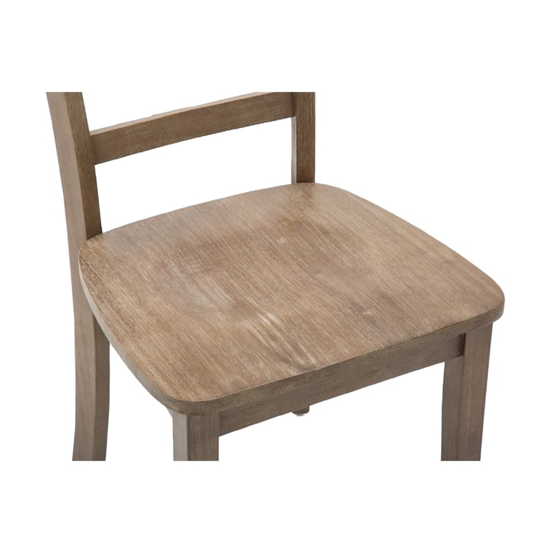 Boraam Wood Boulder Dining Chair in Barnwood Wire-Brush  Brown finish (Set of 2)