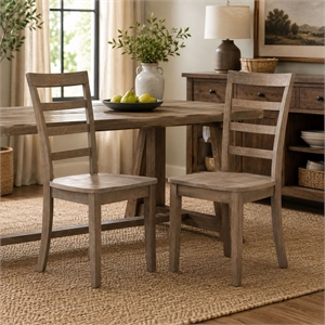 Boraam Wood Boulder Dining Chair in Barnwood Wire-Brush  Brown finish (Set of 2)