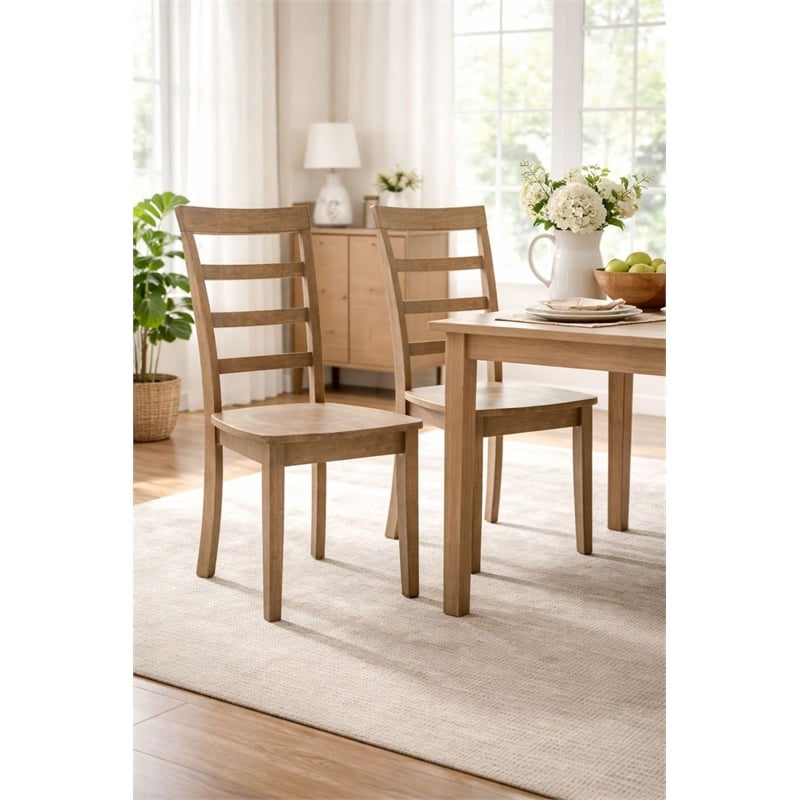 Boraam Wood Boulder Dining Chair in Barnwood Wire-Brush  Brown finish (Set of 2)
