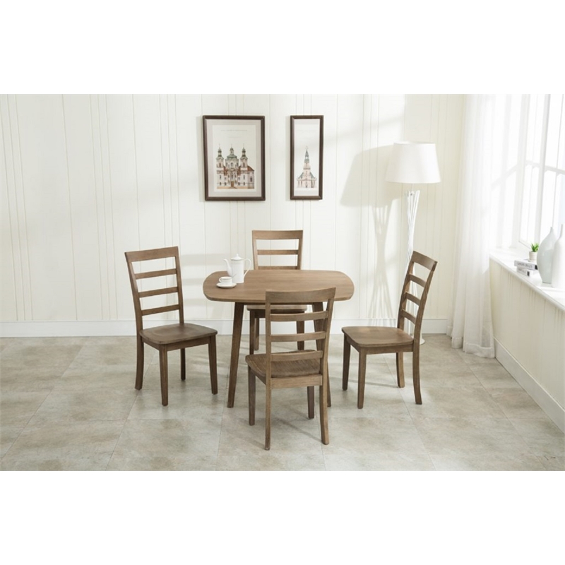 Boraam Wood Boulder 5-Piece Dining Set in Barnwood Wire-Brush Brown finish