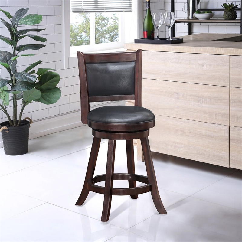 Boraam Wood Rhea Swivel Counter Height Stool in Merlot Finish