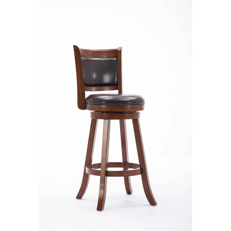 Boraam Wood Rhea Swivel Bar Height Stool in Hazelnut Brown Finish