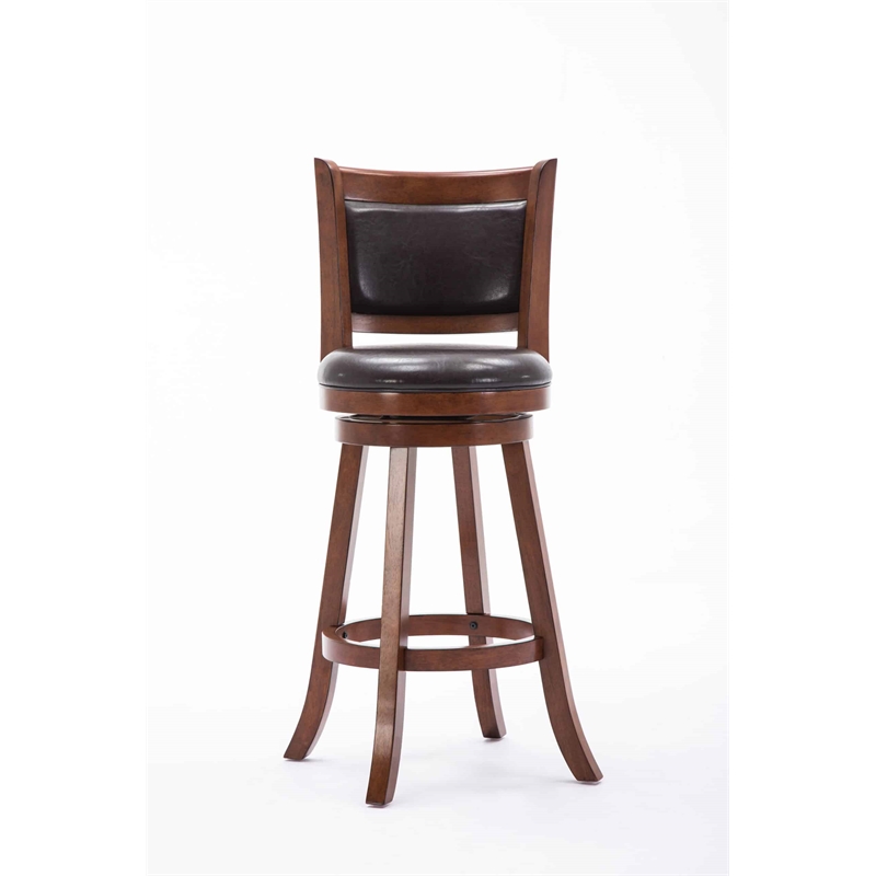 Boraam Wood Rhea Swivel Bar Height Stool in Hazelnut Brown Finish