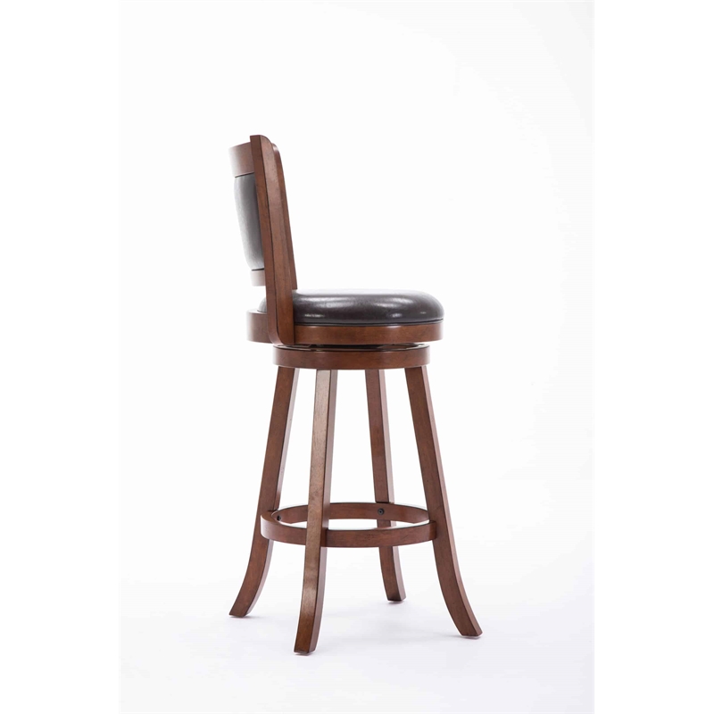 Boraam Wood Rhea Swivel Bar Height Stool in Hazelnut Brown Finish