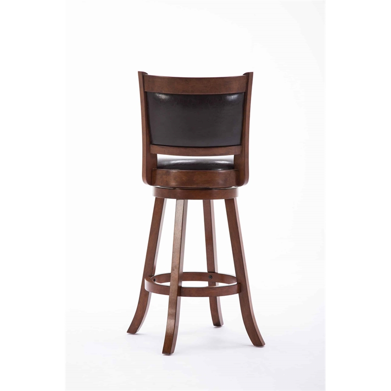Boraam Wood Rhea Swivel Bar Height Stool in Hazelnut Brown Finish