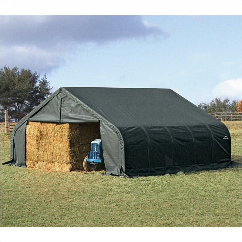 22'x28'x10' Peak Style Shelter in Green by ShelterLogic