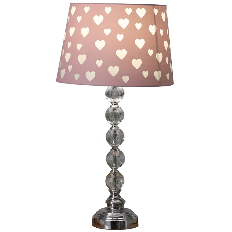 Crystal Stacked Orb Table Lamp In Pink, Pink Heart Table Lamp
