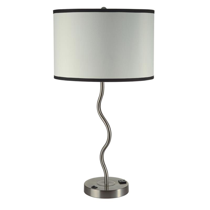 Table Lamp With Ivory Shade, Ore International Glass Floor Lamp Satin Nickel