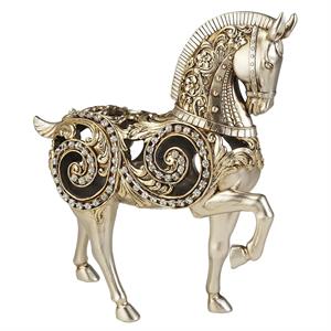 ORE International Traditional Polyresin Decorative Horse Statue in Silver