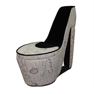 ore international polyurethane chair with storage with high heel shoe in beige