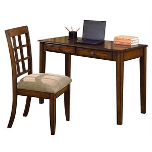 ore international 2-piece office and home desk set with table and chair in brown